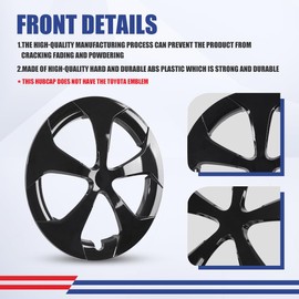 Winjet Black Lacquer 15" Hubcaps Wheel Rims for Toyota Prius 2010-2015 [2010 2011 2012 2013 2014 2015 Toyota Prius] Wheel Covers 15 inch Hubcaps, Snap On Installation (15 Inch, Black Lacquer)