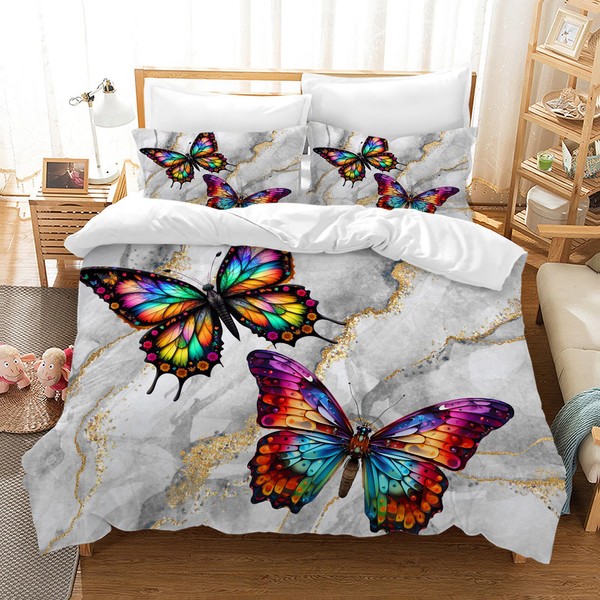 WZXGHE Butterfly Bed Linen 135 x 200 cm, White Butterfly