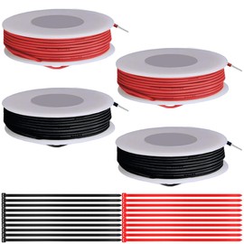 MKBKLLJY 24 Gauge Solid Wire 300V PVC Electrical Wire 24AWG Insulation Tinned Coated Copper Wire Hook Up Wire 2Colors(Red/Black) 5m/16.4ft Each Wire Assortment with Cable Ties for Electronics DIY