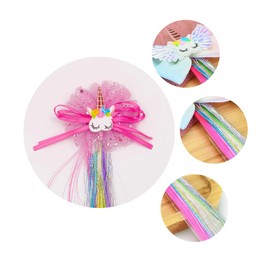Aiduode 5 Pcs Rainbow Unicorn Hair Extensions For Kids，Hair Bows For Girls，Hair Clips For Little Girls，Hand-made Toddler Kids Ponytails，Cute Glitter Hair Accessories