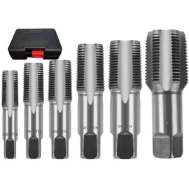 LOZAGU 6-Piece NPT Pipe Tap Set, 1", 3/4", 1/2", 3/8", 1/4" and 1/8" Npt Tap Set Carbon Steel Hand Threading Plumbing Tap Set for Assorted Plumbers Mechanics and DIY Thread Cutting