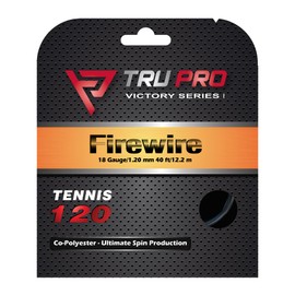 TRU PRO Firewire - Tennis String Set (Poly): Ultimate Ball Bite (18g (1.20 mm), 12.2 m, Black)