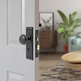 Newliplace Mortise Lock Set for Interior Door, Vintage Door Knobs with Lock and Skeleton Key, Antique Door Knobs Oil Rubbed Bronze Finish