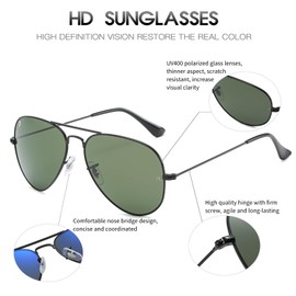 ADEWU Luxury Sunglasses Men's Aviator Glasses Polarised Retro Glasses Glass UV400 Driving Glasses, Luxury Black/Grey