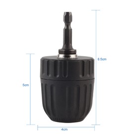 Drill Chuck, 3/8-24UNF 0.8-10 mm Keyless Drill Chuck Screwdriver Bit Keyless Drill Chuck with Inner Hex Shank Adapter Quick Change 1/4 Inch Hex Shank Adapter Black