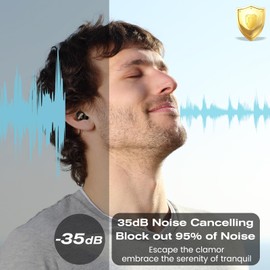 Trenhush Ear Plugs for Sleeping Noise Cancelling, 35 dB Reusable Ear Plugs for Noise Reduction with 8 Ear Tips, Soft Concert Ear Plugs, Hearing Protection Silicone Earplugs for Sleep, Work (Golden)