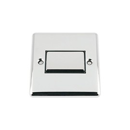 Fan Isolator 3 Pole Switch - Polished Chrome Classic - Black Insert - Metal Rocker Switch