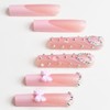 French Tip Press on Nails Long Square Pink Fake Nails
