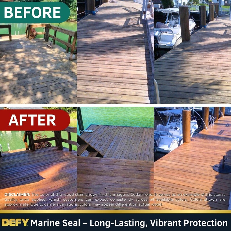 DEFY Marine Sealer - Semi-Transparent Waterproof Exterior Wood Stain, Marine