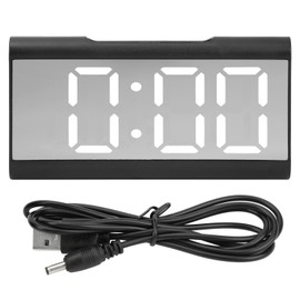 Alarm Clock LED Digital Display Mirror USB Charging Desktop Clock for Bedroom Home Office SchoolWhite