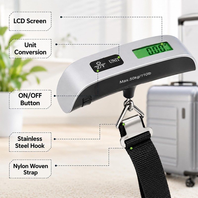 Handheld Portable Digital Luggage Scale with Grip Travel Portable Electronic