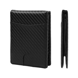 MUXILING Slim Wallets for Men Leather Money Clip RFID Blocking Mens Wallet Minimalist Front Pocket Credit Card Holder Thin Wallets for Men,Black