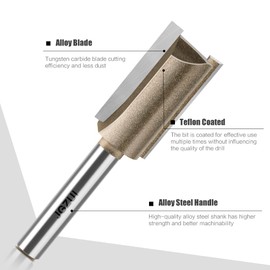 Router Bit Set for Woodworking, 1/4" Shank, Slotted Diameter 0.59inch,Straight Flush Trim Bits, Professional Quality,Complete in Specifications