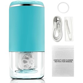 Contact Lens Cleaner Machine, Perfect Gift for Father's Day Portable Ultrasonic Soft and Colored Contact Lenses Cleaning Device, USB Rechargeable, Blue