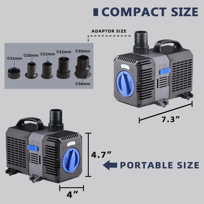 Trupow Flow Adjustable Frequency Electric Inline Garden Submersible Pond Filter