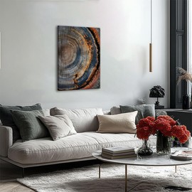 IBHJSART Framed Tree Ring Canvas Wall Art Abstract Colorful Wood Stump Decor Painting Prints Modern Minimalist Pictures Neutral Nature Rustic Farmhouse Living Room Bedroom Bathroom Office