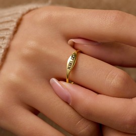 LET Them Ring for Women,Self Worth Motivation Ring for Men, 925 Real Silver Simple Carve Ring To Best Friends Inspirational Friendship 14K Plated Gold Band Ring Jewelry Gift for Christmas (Gold, 6)