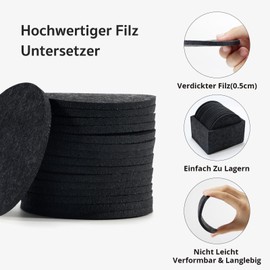 Washable Felt Coasters, Heat Resistant Coasters, Felt Coasters for Tables and Bars (16 Pieces Placemats)