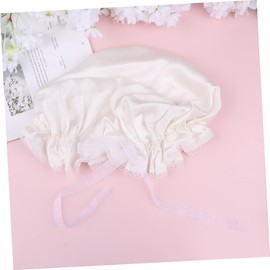 Mikinona Night Sleep Elastic Silk Sleeping Cap for Women Soft White Shower Hat to Protect Hair Durable Design with Ample for Long Hair for Home Use