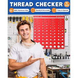 44 Nut and Bolt Thread Checker, Bolt and Nut Identifier,Bolt and Nut iIdentifier Gauge,Bolt and Nut Identifier Gauge, Standard Ruler with Inches and Centimeters On Both Sides (Red)