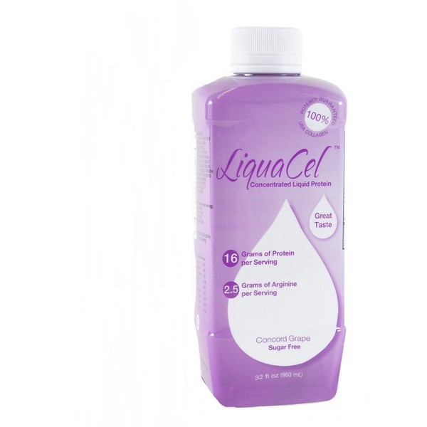 LiquaCel Liquid Protein Plus Added Arginine Grape Bottles 6 X 32oz Case