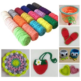 1PCS 250g 8.1oz Soild Color Fancy Yarns DIY bag handbag carpet cushion Cotton Cloth T-Shirt Yarn Knitting Crochet Yarn Pet Cave Basket Crochet Bag Fabric Yarn