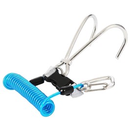 Diving Reef Hook, 316 Stainless Steel Safety Accessory with Quick Release Buckle Spiral Coil Lanyard for Underwater Adventures (Blue)