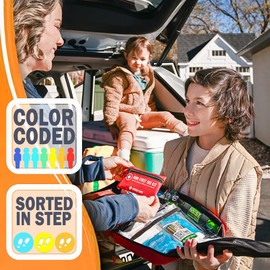 Everlit Care Home Medic Kit | 380 pcs First Aid Supplies All-Purpose Medical Essential Kit for Cuts, Scrapes, Burns, Emergency Preparedness | for Home, Office, Car, Travel, Camping, Outdoor (Black)