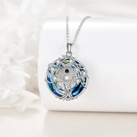 VENACOLY Yin Yang Tree of Life Necklace 925 Sterling Silver Yin Yang Crystal Pendant Jewellery Gifts for Women, Sterling Silver