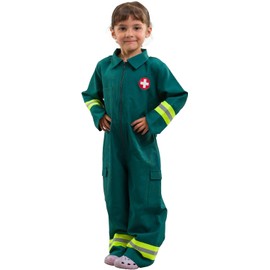PRETEND TO BEE Deluxe Paramedic Dress Up Costume for Kids, Green, 3-5 Years