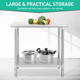 GarveeTech Stainless Steel Prep Table, NSF Commercial Work Table 36 x 24 x 35 Inches with Undershelf, Stainless Steel Table for Food Prep & Work, Heavy Duty for Kitchen, Restaurant, Hotel, Silver
