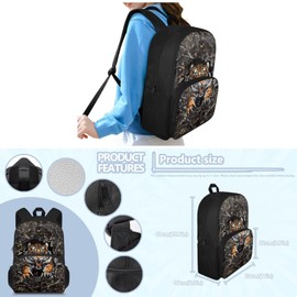 ELEDIZI Tiger Camo Backpack for Boys Kids Backpack with Lunch Box Water Bottle Holder with Strap and Soft Pencil Pouch 4Pcs Set 15" Bookbag with Front Pocket for School Sturdy Kindergarten School Bag