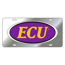 East Carolina Pirates (ECU) Silver/Purple Domed Logo Car Tag