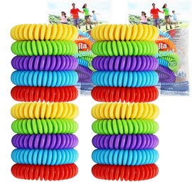 20 Piezas Pulsera Repelente de Mosquitos, Sin DEET, Impermeable y Reutilizable, 100% Aceites Esenciales Vegetales, Uso Interior y Exterior para Adultos/Niños