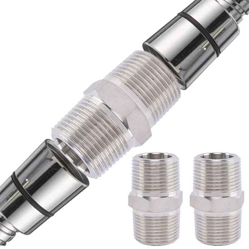 BZKSER Pack of 2 Shower Hose Adaptors Corrugated Pipe Extension