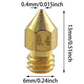 KKUANG 10PCS MK8 Nozzle Printer Nozzle Brass Tip High Temperature and Wear Resistant 0.4MM for Diameter 1.75mm/0.07inch 3D Printer Accessories Leakage Nozzle