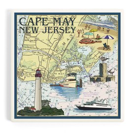 Cape May, New Jersey, Nautical Chart (Absorbent Ceramic Coaster, Single, Cork Back, Kitchen Table Decor)