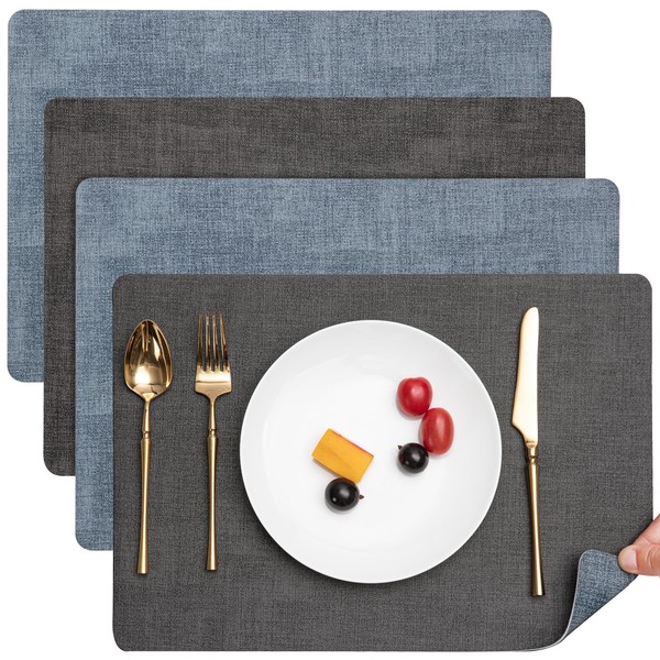 Myir JUN Placemats Dual Sided, Faux Leather Place Mats Set
