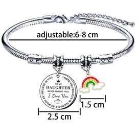Daughter Lovely Rainbow Pendant Bracelet for Girl Birthday Graduation University Gift Present…
