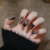 CC Nail Attaching Gel Nail Tips Artificial Nails Black Ribbon Glitter Heart Diva Style 24p, 1 Piece, T-132 / 씨씨네일 붙이는 젤 네일팁 인조손톱 블랙 리본 글리터 하트 디바 스타일 24p, 1개, T-132