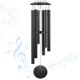 Leinuosen Outside Wind Chimes, 26" Aluminum Wind Chime Deep Tone 6 Tubes, Gift for Women, Men, Mom, Birthday, Christmas or Memorial Loss of Loved One, Garden, Patio, Outdoors Decoration(Silver Vein)