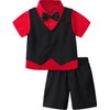 A&J DESIGN Toddler Suit for Boys Valentines Easter Wedding Gentleman Formal Ring Bearer Outfit Shorts Set Tuxedo Black and Red 5-6 Years