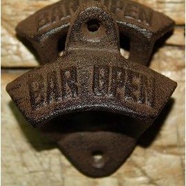 1 Rustic Cast Iron Bar Open Vintage Beer Bottle Opener Wall Mount Here Design