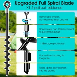 27" Ground Anchors Heavy Duty Shed Anchors Kit, Mobile Home Anchor with 3/16" Galvanized Cable and Turnbuckles for Sheds Canopy Gazebo Trampoline Swing Set(4x27in)