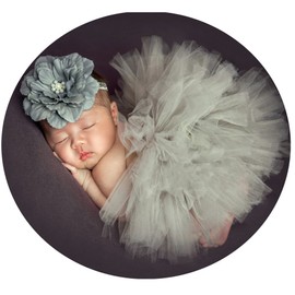 Baby Photography Props Tutu Skirt Headdress Newborn Girl Photo Shoot Outfits Infant Princess Costume Clothes Grey