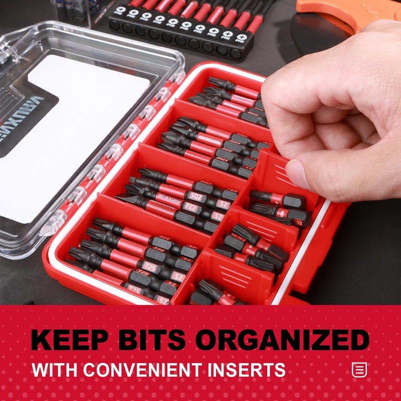 Geinxurn Impact Screwdriver Bits Set, 71pieces Case Storage Magnetic S2