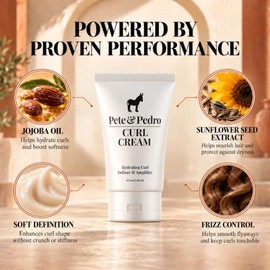 Pete & Pedro Curl Cream - Definer Y Amplificador De Cabello Rizos Hidratantes Para Hombres Y Mujeres | Brillo Natural Y Rizos Y Ondas Fuertes, Reducto