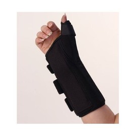 Wrist Support - Medium Right Handed Easy one Handed Application. Black Brushed Tricot with an"air Space" Liner. 1.5" Removable Aluminum Stay. Semi Rigid Thumb Abduction.