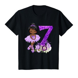 Kids 7th African American Ballet Dancer Birthday 7 Year Old Girl T-Shirt