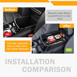 TACOBRO Center Console Organizer Compatible with Telluride 2020-2025 with Armrest Tray Insert, USB Port & Coin Holder, Durable Black Interior Storage Box for Clutter-Free Cabin